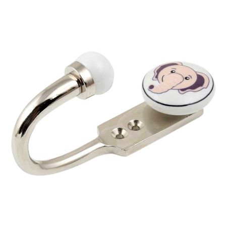 Baby Pink Elephant Ceramic Flat Hook